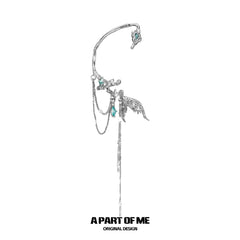 Aqua Fragments 18k Platinum Plating Fishtail Fringe Ear Hook Ear Clips™
