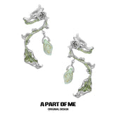 Beyond the Cocoon 18k Platinum Plating Moon Stone Rose Ear Hook Ear Clips™