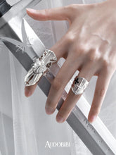 Chivalry Platinum-Plated Medieval-Style Knight's Armor Zircon Open-Faced Adjustable Joint Ring™