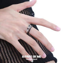Dark Matter Double-Layer Sterling Silver & Leather Ring™