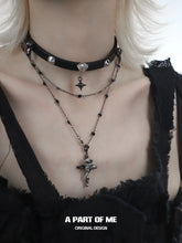 Dark Crows 18K Platinum Plating Leather Captive Raven Cross Chokers Necklaces™