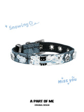 Hello Winter Black Kitten and White Puppy Blue Leather Bracelet™