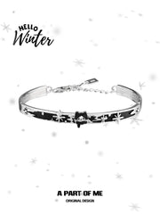 กำไลข้อมือปรับขนาดได้รูปแมวเหมียวฤดูหนาว 925 เงินสเตอร์ลิง Hello Winter Meow™