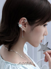 Lily Platinum Plating Dreamcore Mint Lily Vine Asymmetrical Ear Hook Ear Clip™