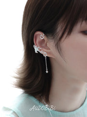 Lily Platinum Plating Dreamcore Mint Lily Vine Asymmetrical Ear Hook Ear Clip™