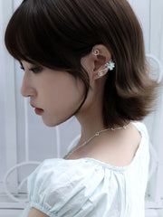 Lily Platinum Plating Dreamcore Mint Lily Vine Asymmetrical Ear Hook Ear Clip™