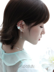 Lily Platinum Plating Dreamcore Mint Lily Vine Asymmetrical Ear Hook Ear Clip™