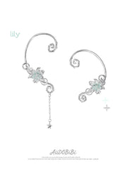 Lily Platinum Plating Dreamcore Mint Lily Vine Asymmetrical Ear Hook Ear Clip™