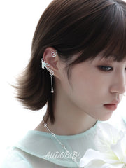 Lily Platinum Plating Dreamcore Mint Lily Vine Asymmetrical Ear Hook Ear Clip™