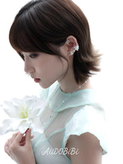 Lily Platinum Plating Dreamcore Mint Lily Vine Asymmetrical Ear Hook Ear Clip™