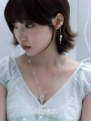 Lily Platinum Plating Dreamcore Mint Lily Vine Dangle Ear Cuff™