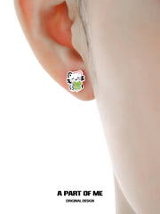 Lucky Clover 18K Platinum Plated Kitten & Puppy Stud Earrings™