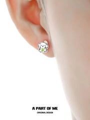 Lucky Clover 18K Platinum Plated Kitten & Puppy Stud Earrings™