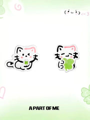 Lucky Clover 18K Platinum Plated Kitten & Puppy Stud Earrings™
