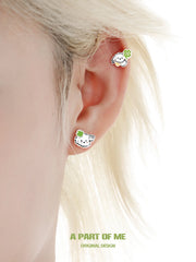 Lucky Clover 18K Platinum Plated Kitten & Puppy Stud Earrings™