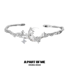 MYTH OF THE MOON 18k 플래티넘 도금 지르콘 천연 쉘 뱅글 팔찌™
