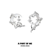 MYTH OF THE MOON S925 18K Platinum Plating Asymmetrical Crescent Shells Stud Earrings™