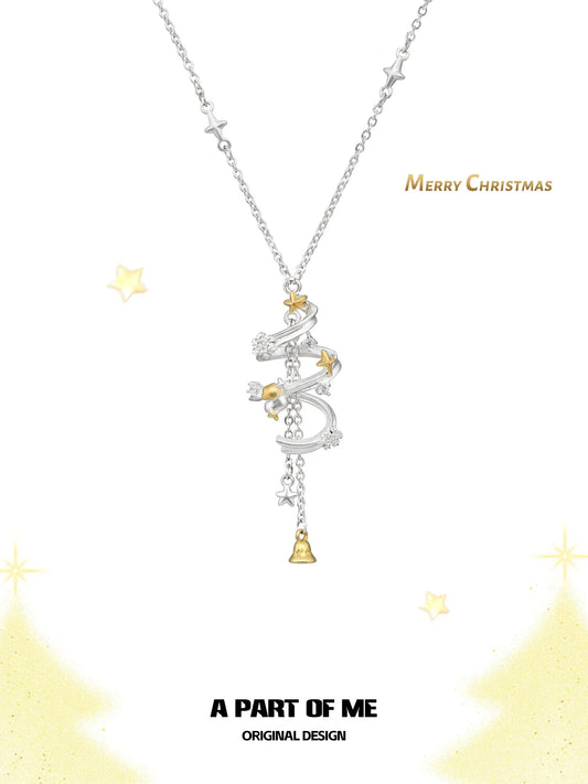 Merry Christmas Platinum Pating Spiral Christmas Tree Pendant Necklace™
