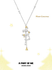 Merry Christmas Platinum Pating Spiral Christmas Tree Pendant Necklace™
