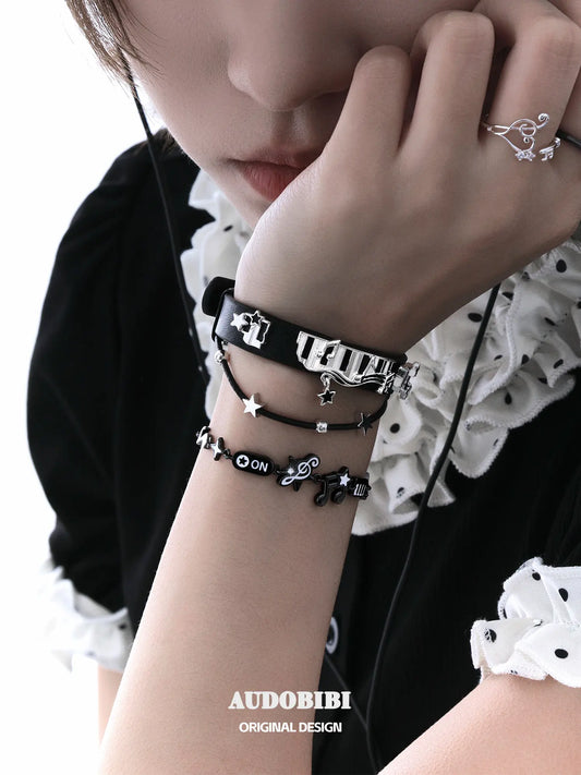 Piano Keys Platinum Plating Piano Leather Bracelet™