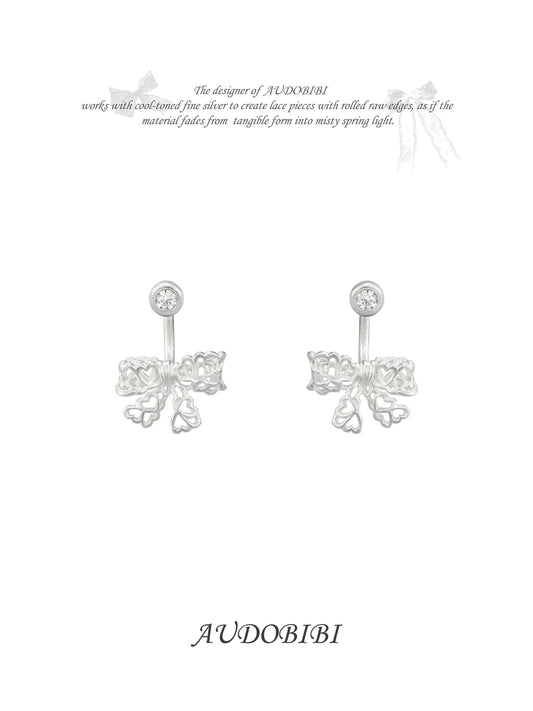 Rebellious Tenderness Plating 925Pin Luxury Vintage Lace Bow-Front Stud Earrrings™