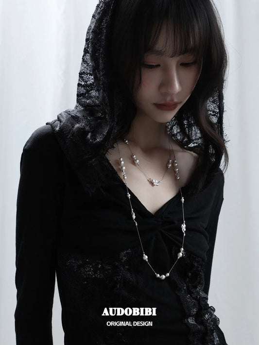 Rebellious Tenderness Platinum Plating Luxury Vintage Lace Baroque Pearl Necklace™