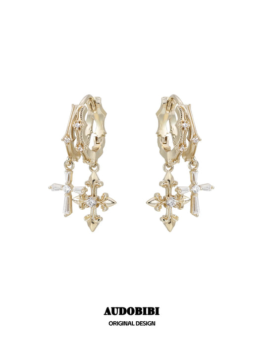 Royale Iris 18K Gold-Plated Vintage Iris Pendant Dangle Earrings™