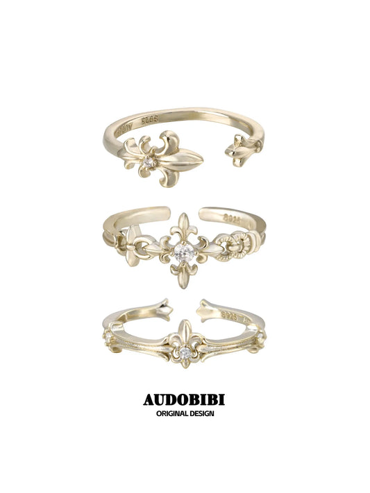 Royale Iris 925 Sterling Silver Vintage Iris Adjustable Ring Set A™