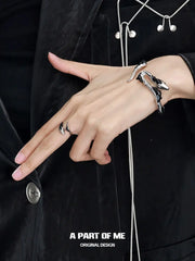 แหวนสลิธีริน S925 Sterling Silver Basic Ice Snake ปรับขนาดได้™