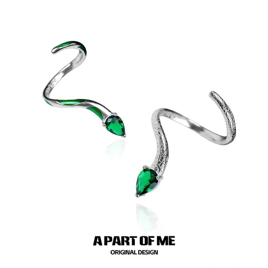 Slytherin House S925 Sterling Silver Basic Snake Resizeable Rings™
