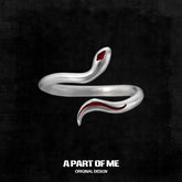 Slytherin House S925 Sterling Silver Red Tiny Snake Resizeable Rings™