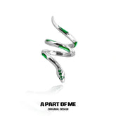 Slytherin House S925 Sterling Silver Twisted Snake Resizeable Rings™