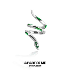 Slytherin House S925 Sterling Silver Twisted Snake Resizeable Rings™