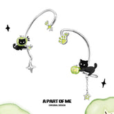 Summer Fruity 18K Platinum Plated Apple Cat Asymmetrical Ear Hook™