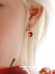 Summer Fruity 18K Platinum Plating Fork & Apple Asymmetrical Stud Earrings™