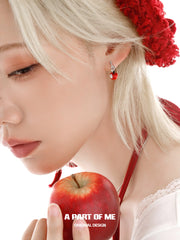 Summer Fruity 18K Platinum Plating Fork & Apple Asymmetrical Stud Earrings™