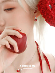 Summer Fruity 18K Platinum Plating Fork & Apple Asymmetrical Stud Earrings™