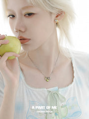 Summer Fruity 925 Sterling Silver/18K Platinum Plated Green Apple Necklace™