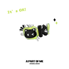 Summer Fruity Apple Cat "Everything is OK" Ear Cuff Ear Clips™