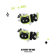Summer Fruity Apple Cat "Everything is OK" Ear Cuff Ear Clips™