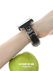 Summer Fruity Black Cat Leather watch band for Apple Watch™