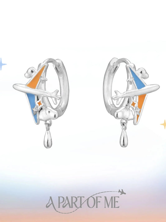 Terminator Route Platinum-plated Airplane Huggie Hoop Earrings ™