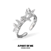 Whiterfly S925 Sterling Silver Agate Butterfly Resizeable Open-end Rings™