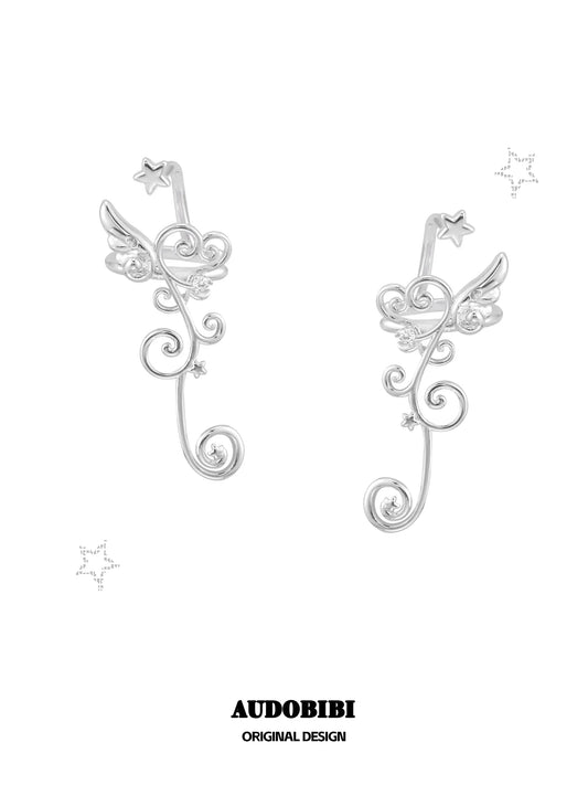 Winged Grace Platinum Plating Angel Wing No Piercing Ear Climber ™
