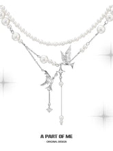 Winged Grace 18K Platinum Plated Tassel Natural Pearls Choker Nacklace™