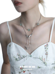 Winged Grace 18K Platinum Plating Swallow Green Fluorite Chokers Necklaces™