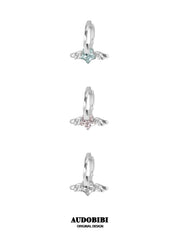 Winged Grace Starlit Angel Mini Wing Hoop Earrings, shown on a white background.