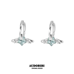Winged Grace Starlit Angel Mini Wing Hoop Earrings — Blue.