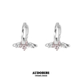 Winged Grace Starlit Angel Mini Wing Hoop Earrings — Pink.