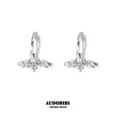 Winged Grace Starlit Angel Mini Wing Hoop Earrings — Pink.